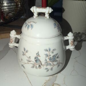 Charles Field Haviland Limoges Schleiger 1300 Blue Floral Tea or Biscuit Jar, 6"